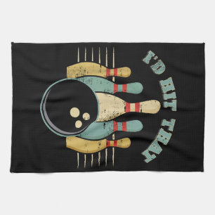 Funny Bowling Vintager T - Shirt, den ich getroffe Geschirrtuch