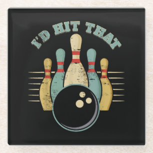 Funny Bowling Vintager T - Shirt, den ich getroffe Glasuntersetzer