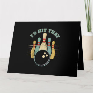 Funny Bowling Vintager T - Shirt, den ich getroffe Karte