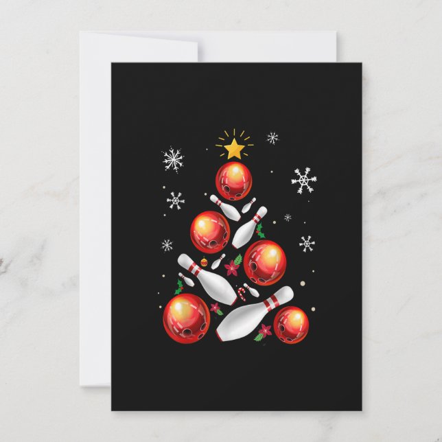 Funny Bowling Weihnachtsbaum Lichter Weihnachten Einladung (Vorderseite)
