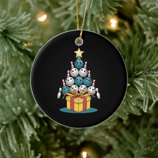 Funny Bowling Weihnachtsbaum Lichter Weihnachtsges Keramik Ornament (Baum)