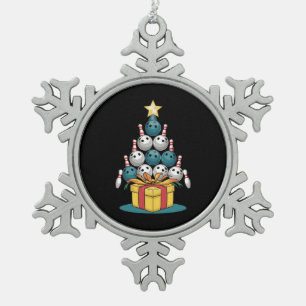 Funny Bowling Weihnachtsbaum Lichter Weihnachtsges Schneeflocken Zinn-Ornament