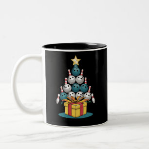 Funny Bowling Weihnachtsbaum Lichter Weihnachtsges Zweifarbige Tasse