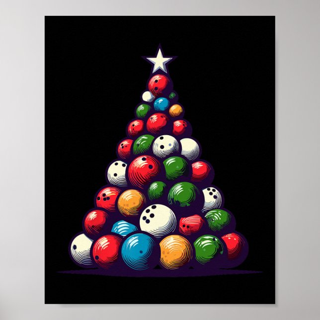 Funny Bowling Weihnachtsbäume Leuchten für Männer  Poster (Vorne)