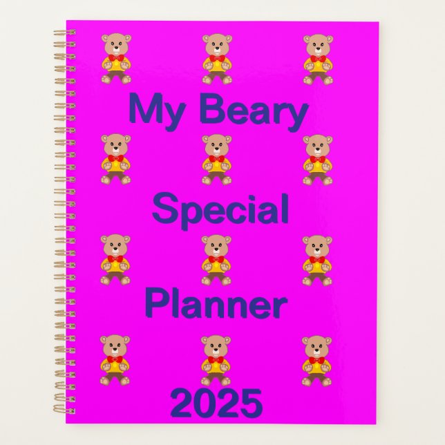 Funny Bowtie Bear auf Pink Planer (Vorderseite)
