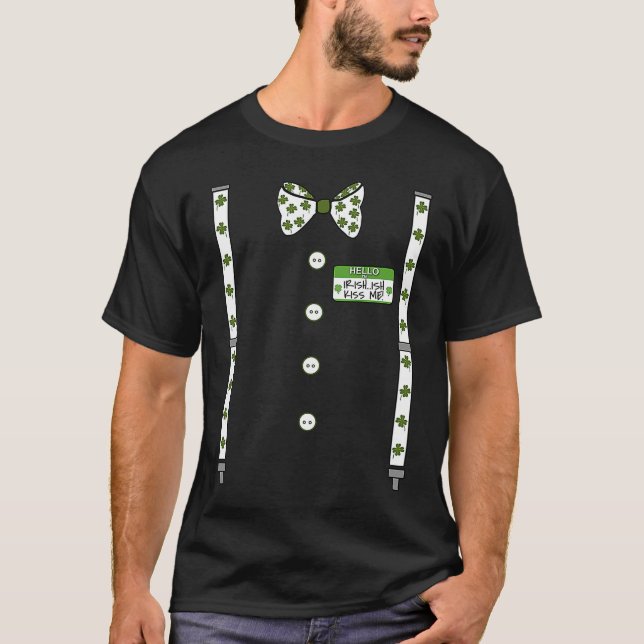 Funny Bowtie Suspenders Irish ish Kiss Me St Patri T-Shirt (Vorderseite)