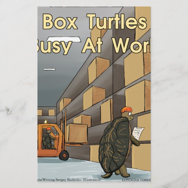 Funny Box Turtles bei der Arbeit Briefpapier (Vorderseite)