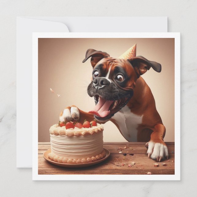 Funny Boxer card, Boxer Birthday Einladung (Vorderseite)