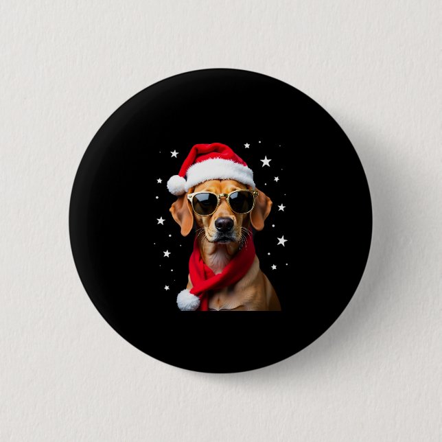 Funny Boxer Dog Christmas Lights Xmas Outfit Pajam Button (Vorderseite)