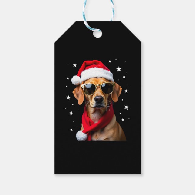 Funny Boxer Dog Christmas Lights Xmas Outfit Pajam Geschenkanhänger (Vorderseite)