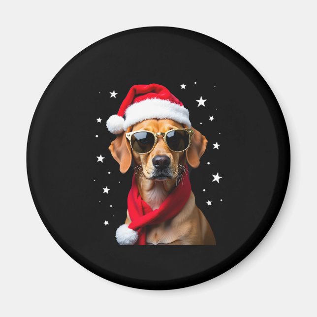 Funny Boxer Dog Christmas Lights Xmas Outfit Pajam Magnet (Vorne)