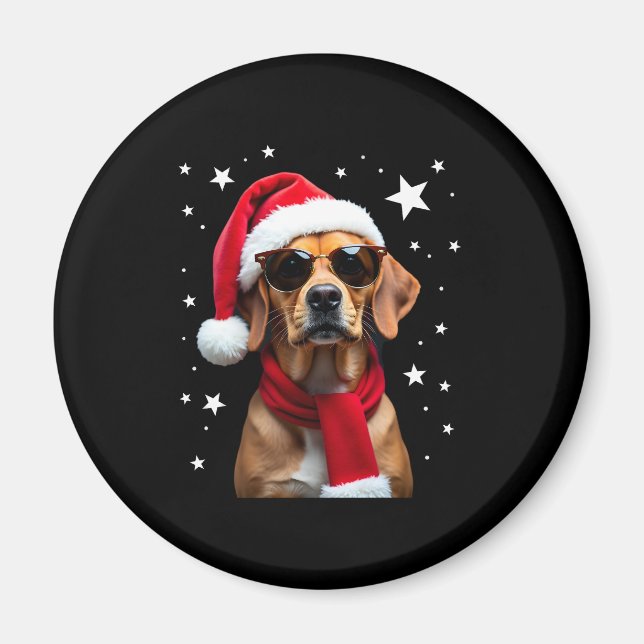 Funny Boxer Dog Christmas Lights Xmas Outfit Pajam Magnet (Vorne)
