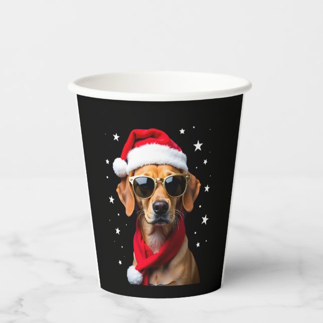 Funny Boxer Dog Christmas Lights Xmas Outfit Pajam Pappbecher (Vorderseite)
