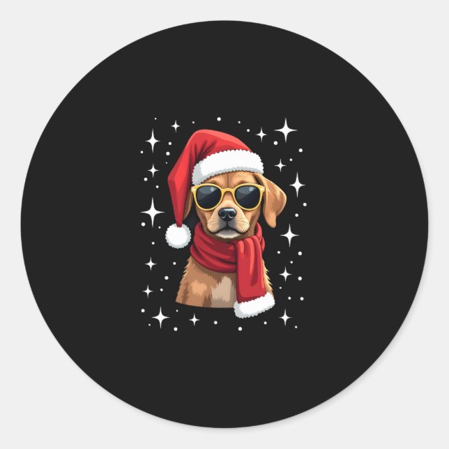 Funny Boxer Dog Christmas Lights Xmas Outfit Pajam Runder Aufkleber (Vorderseite)
