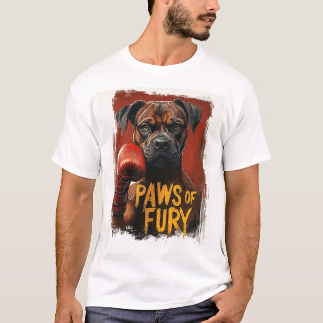 Funny Boxer Dog - Paws of Fury Design T-Shirt (Vorderseite)