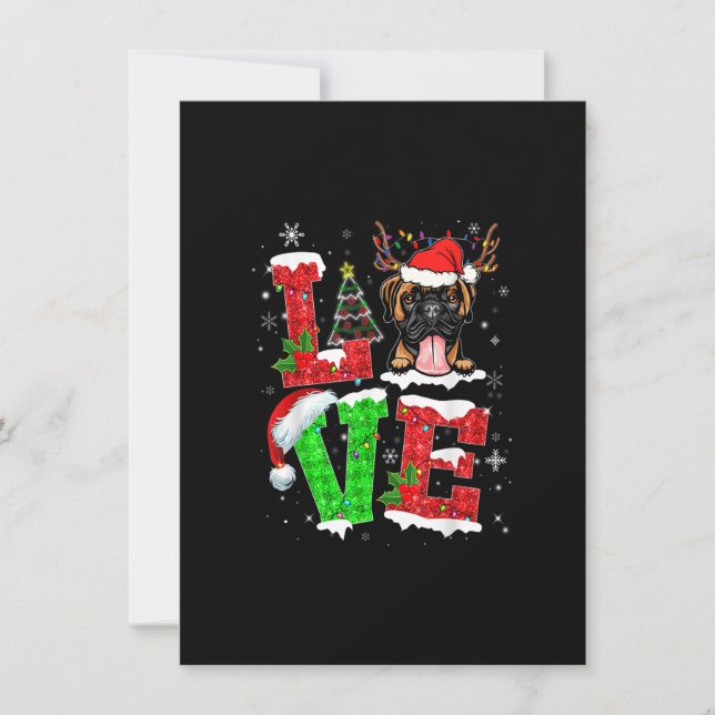 Funny Boxer Dog Tree Weihnachtslicht Weihnachten W Einladung (Vorderseite)