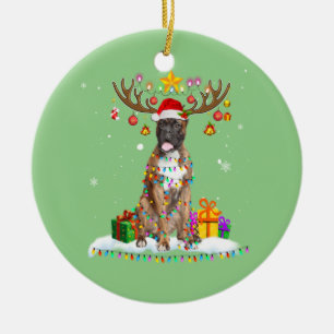 Funny Boxer Dog Weihnachtsfest T-Shirt ReindeWeihn Keramik Ornament
