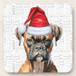 Funny Boxer Dog Woof Word Art Holiday Getränkeuntersetzer