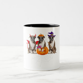 Funny Boxer Halloween Dog Lover Pumpkin Spider Web Zweifarbige Tasse