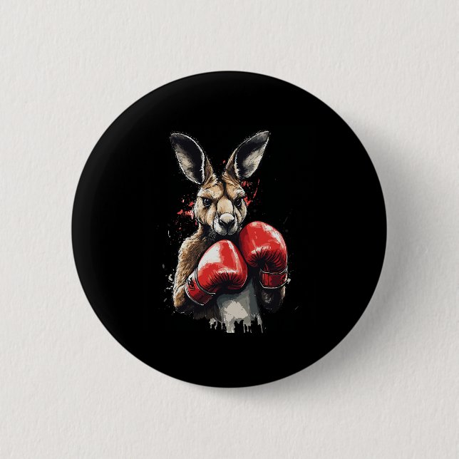 Funny Boxer Kangaroo mit Boxhandschuhen Kämpfen K Button (Vorderseite)