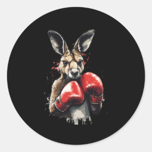 Funny Boxer Kangaroo mit Boxhandschuhen Kämpfen K Runder Aufkleber