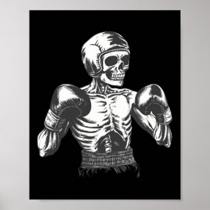 Funny Boxer Skelett mit Boxhandschuhen Kämpfen K Poster