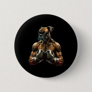 Funny Boxing Boxer Dog Geschenke für Männer Jungen Button