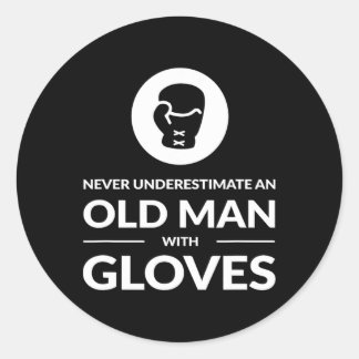 Funny Boxing Boxer Old Man T Shirt Geschenk Runder Aufkleber
