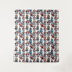Funny Boxing Cat Dog Design Wandteppich