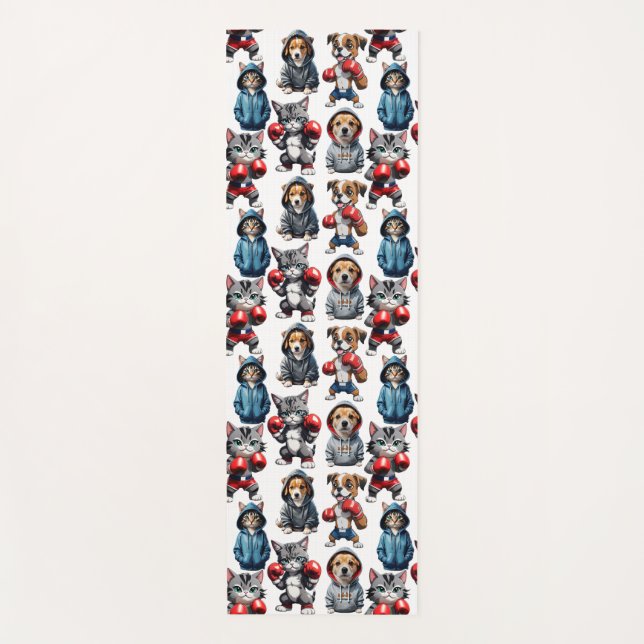 Funny Boxing Cat Dog Design Yogamatte (Vorderseite)