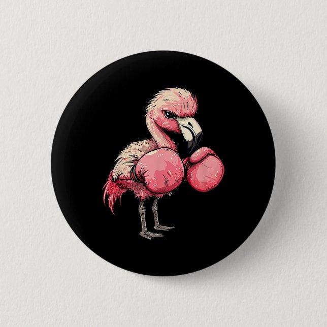 Funny Boxing Flamingo mit rosa Handschuhen Kinder  Button (Vorderseite)