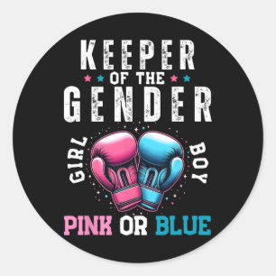 Funny Boxing Gender Reveal Keeper Runder Aufkleber