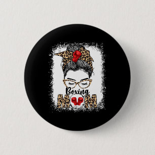 Funny Boxing Gloves Messy Bun Boxing Mama Button