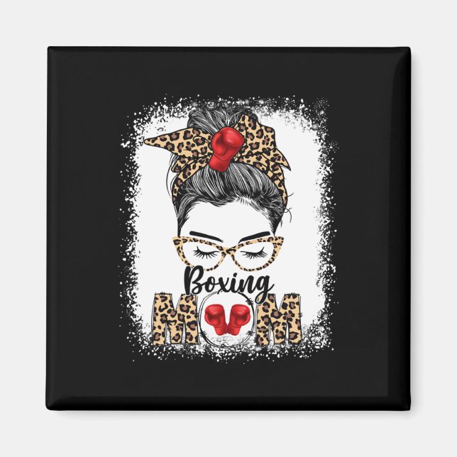 Funny Boxing Gloves Messy Bun Boxing Mama Magnet (Vorne)