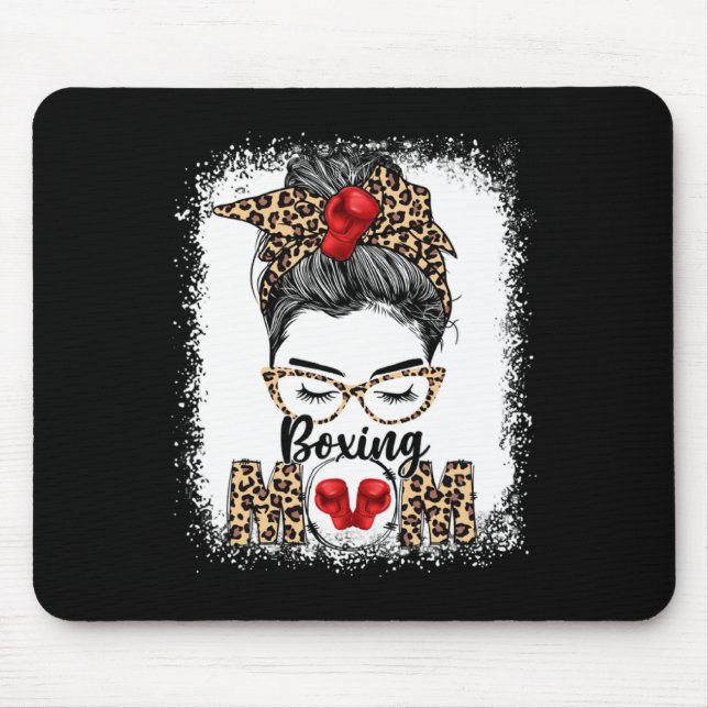 Funny Boxing Gloves Messy Bun Boxing Mama Mousepad (Vorne)