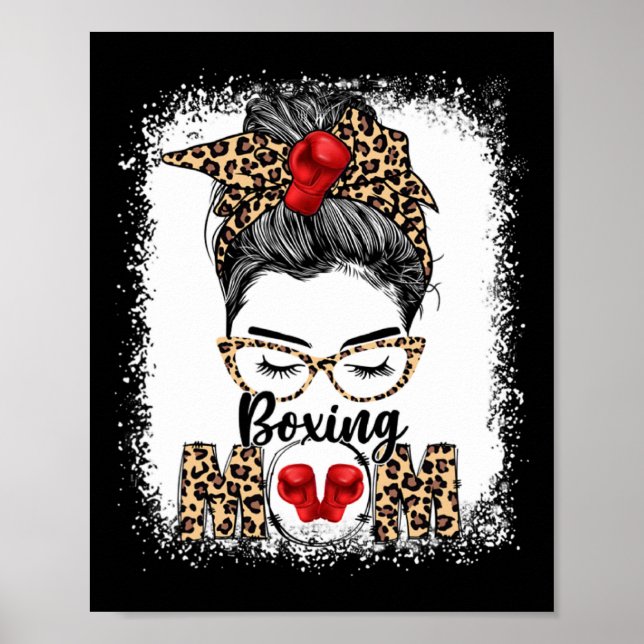 Funny Boxing Gloves Messy Bun Boxing Mama Poster (Vorne)