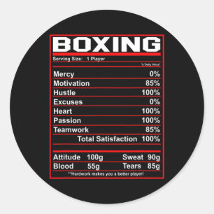 Funny Boxing Nutrition Facts Boxer Runder Aufkleber