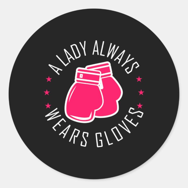 Funny Boxing Pink Gloves T Shirt Women Boxer Runder Aufkleber (Vorderseite)