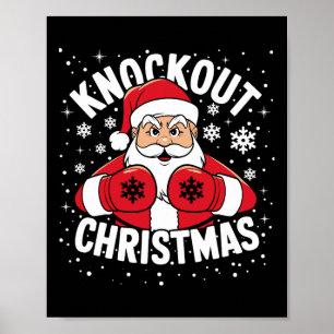 Funny Boxing Player Xmas Lights Weihnachtsmann Chr Poster