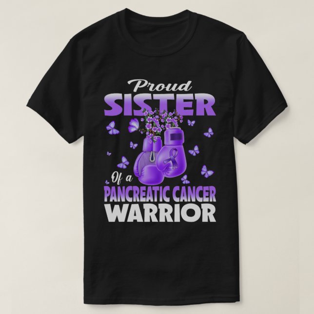 Funny Boxing Proud Schwester eines Pankreaskrebses T-Shirt (Design vorne)