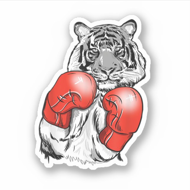 Funny Boxing Tiger With Red Gloves. Perfect design Aufkleber (Vorderseite)