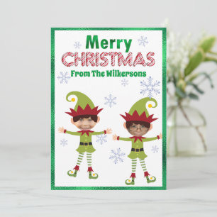 Funny Boy Elves Custom Kids Fotos Frohe Weihnachte Feiertagskarte