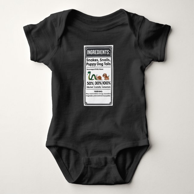 Funny Boy Ingredience Label Einfaches Halloween Baby Strampler (Vorderseite)
