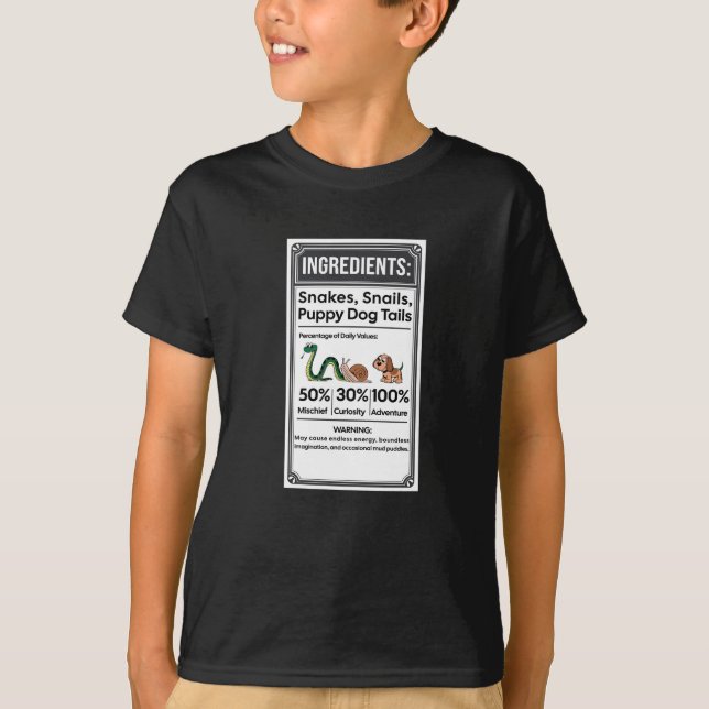 Funny Boy Ingredience Label Einfaches Halloween T-Shirt (Vorderseite)