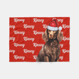 Funny Boykin Spaniel Dog Name Gemustert Weihnachte Fleecedecke