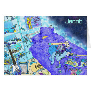 Funny Boys Messy Bedroom Blue Art Spaß Geburtstag