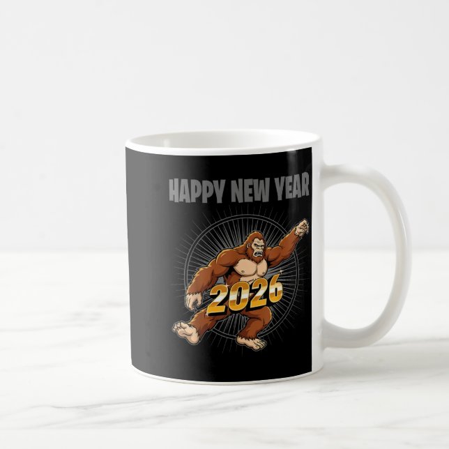 Funny Boys Nye Outfit, Mens Bigfoot Happy New Year Kaffeetasse (Rechts)