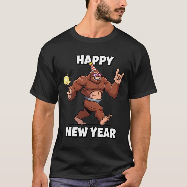 Funny Boys Nye Outfit, Mens Fireworks Bigfoot Happ T-Shirt (Vorderseite)