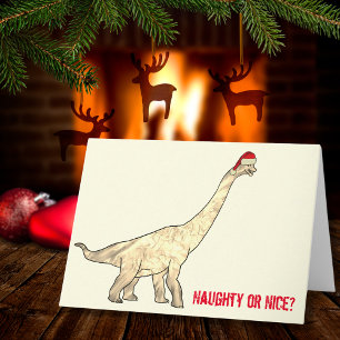 Funny Brachiosaurus Santa Dinosaurier Weihnachtsan Karte