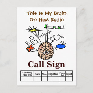 Funny Brain on Ham Radio QSL Card Postkarte
